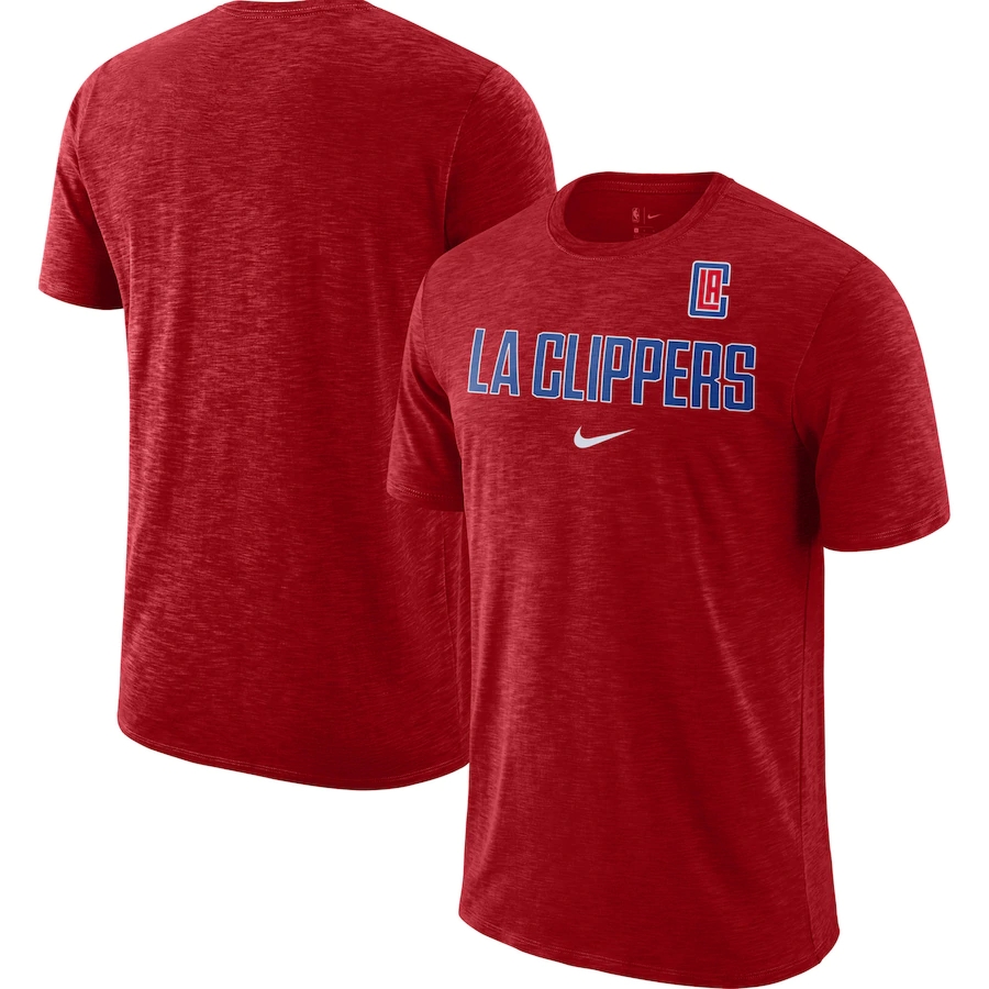 2020 NBA Men Nike LA Clippers Heathered Red Essential Facility Slub Performance TShirt.
